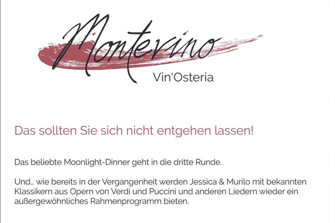 Moonlightdinner Montevino Ankündigung