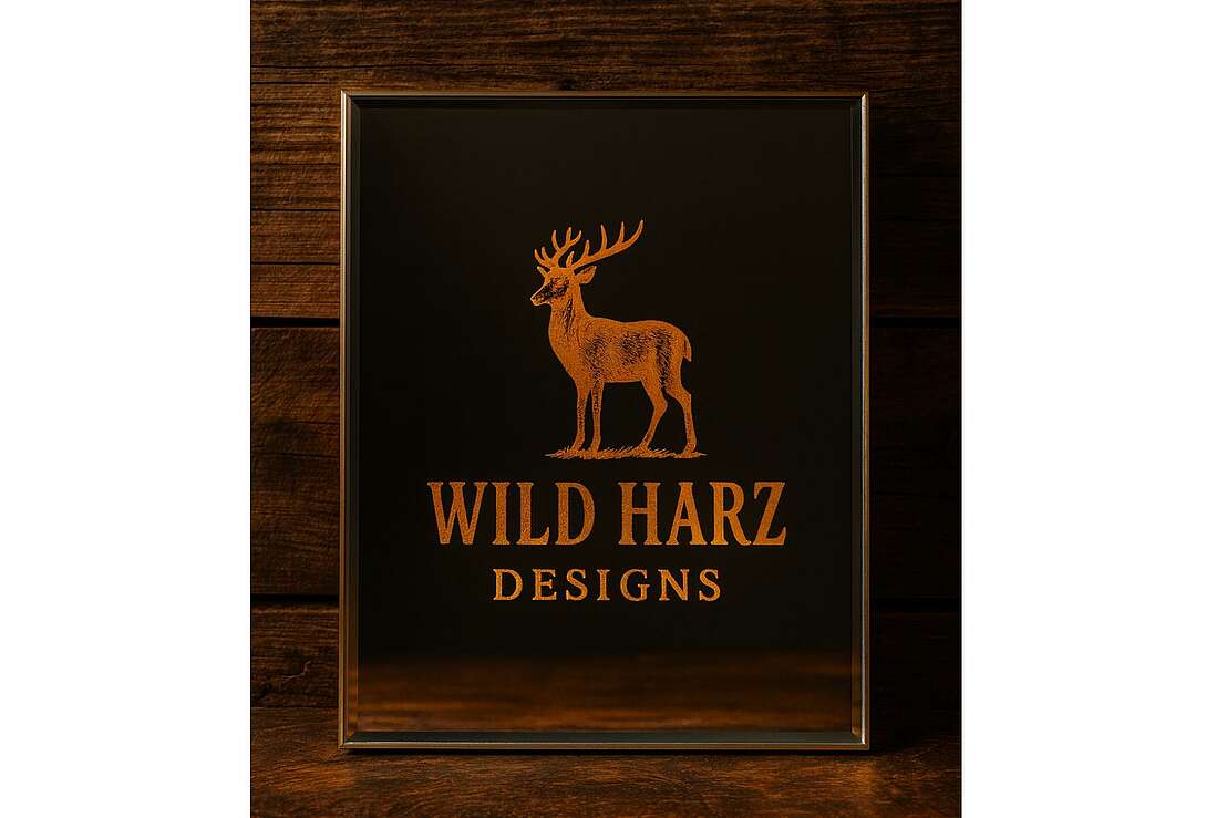 Hirschgravur auf Spiegel "Untersetzer oder Rahmen" Hirschgravur auf Spiegel "Untersetzer oder Rahmen"