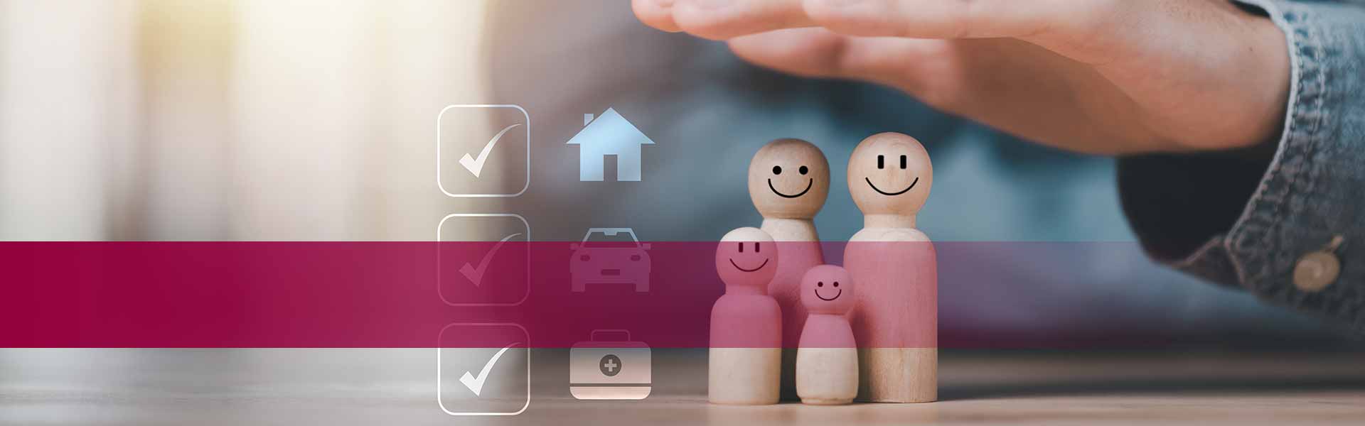 Kategorie Dienstleistung Versicherung - Schützende Hand über Figuren